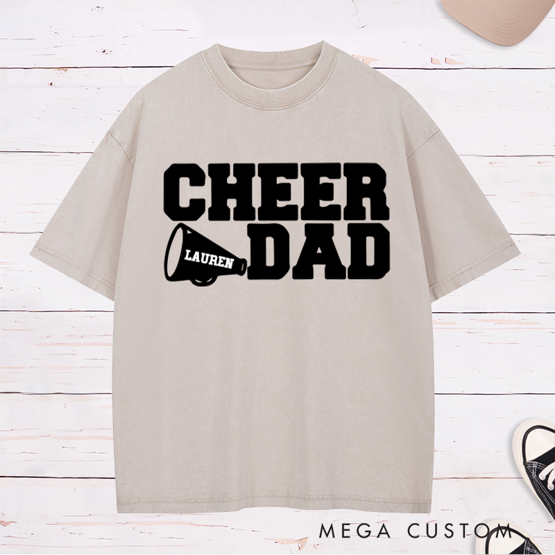 Personalized Cheer Dad Washed T-Shirt with Custom Name