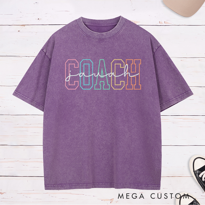 Personalized Coach Washed T-Shirt with Custom Name