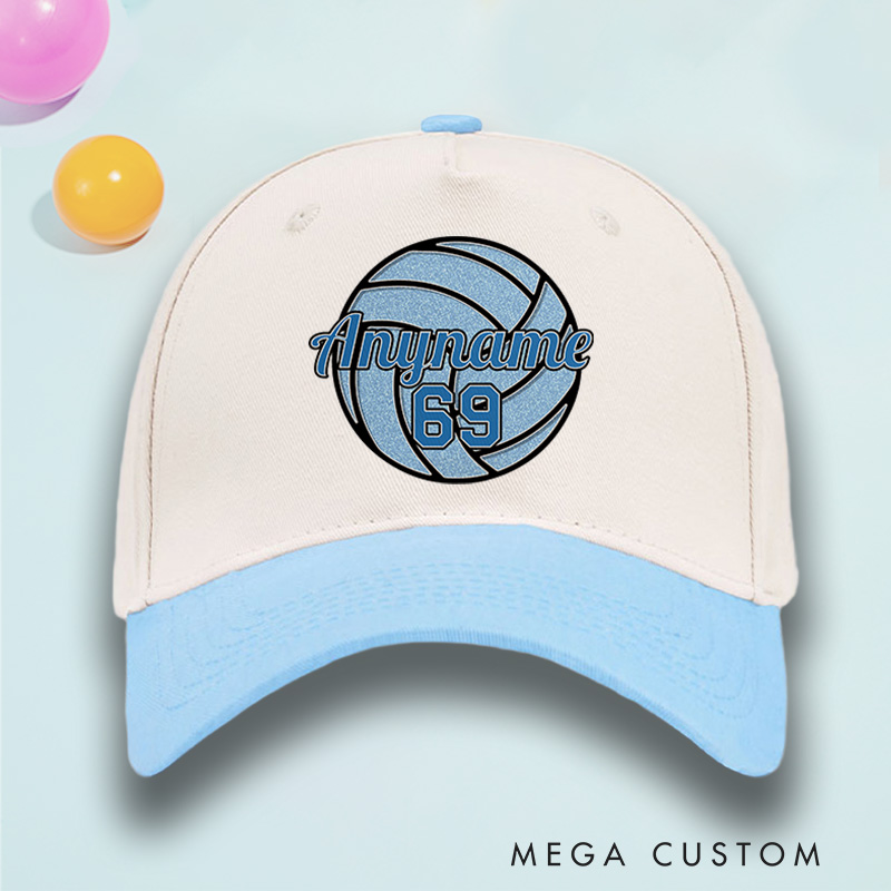 Personalized Volleyball Cotton Two Tone Cap with Custom Name and Number Design for Players and Fans