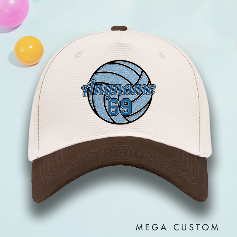 Personalized Volleyball Cotton Two Tone Cap with Custom Name and Number Design for Players and Fans