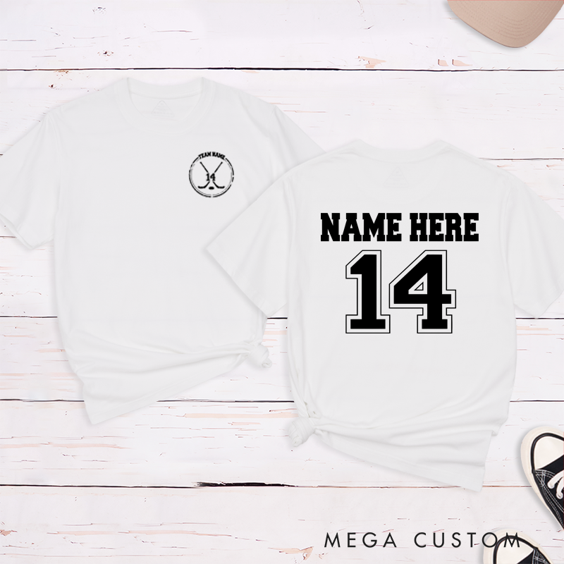 Personalized Team Hockey T-Shirt with Custom Name and Number