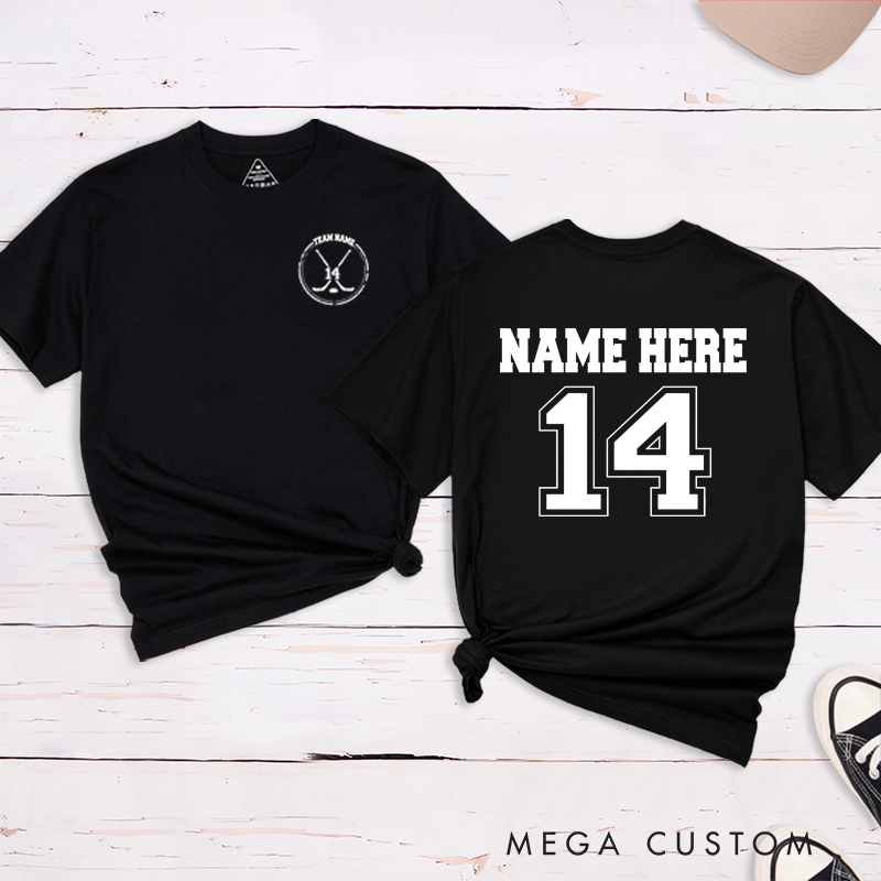 Personalized Team Hockey T-Shirt with Custom Name and Number