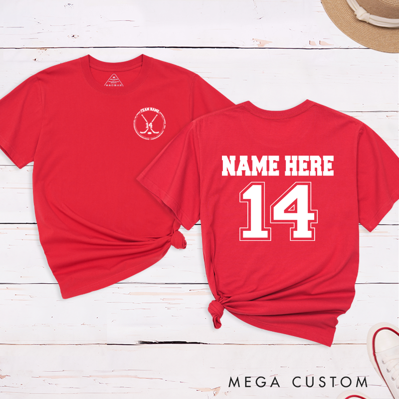 Personalized Team Hockey T-Shirt with Custom Name and Number