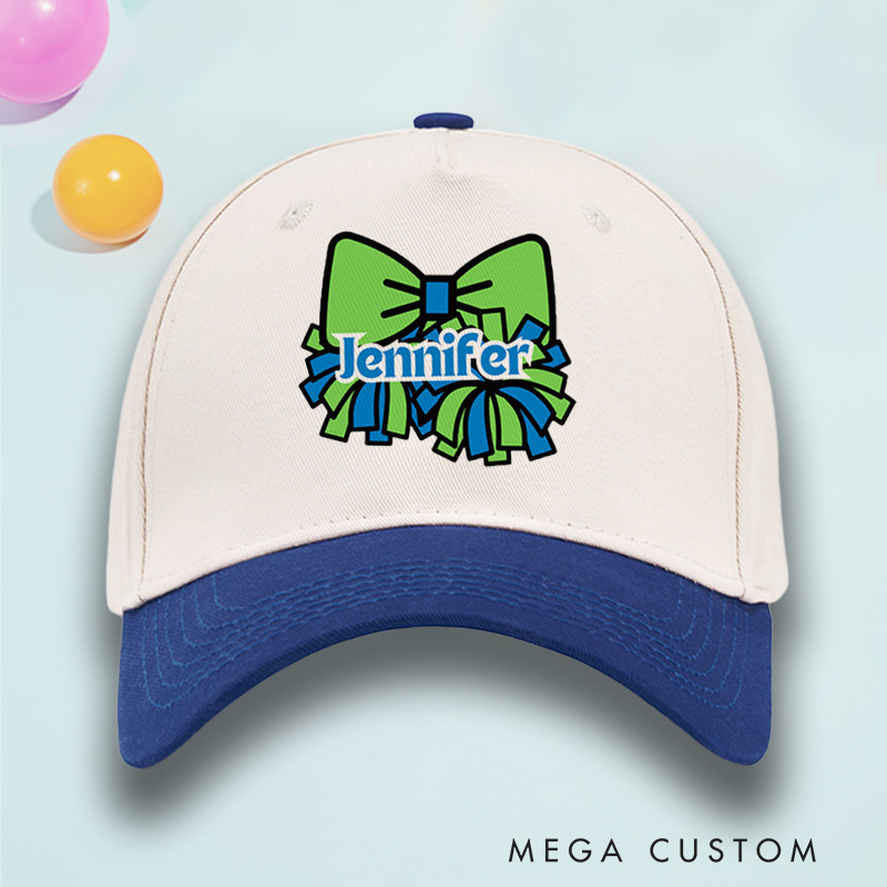 Personalized Sport Cheer Team Spirit Bow Cotton Two Tone Cap with Custom Player Name for Fans