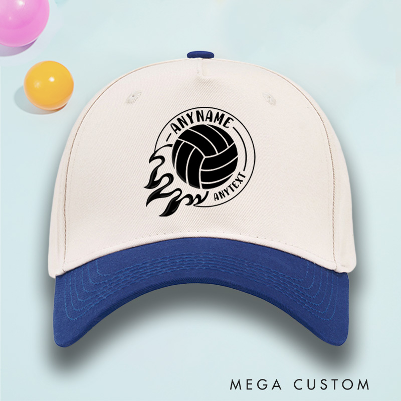 Personalized Volleyball Cotton Two Tone Cap with Name and Text with Dynamic Ball Design