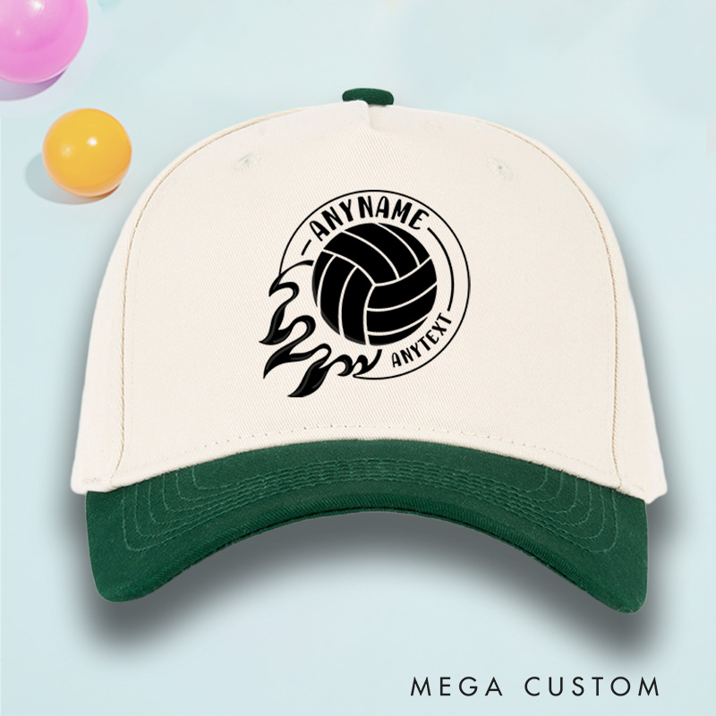Personalized Volleyball Cotton Two Tone Cap with Name and Text with Dynamic Ball Design