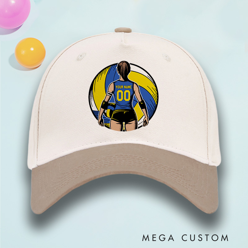 Personalized Volleyball Cotton Two Tone Cap with Custom Name and Number for Players and Fans
