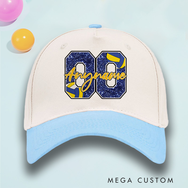 Personalized Volleyball Cotton Two Tone Cap with Custom Name and Number for Players and Fans