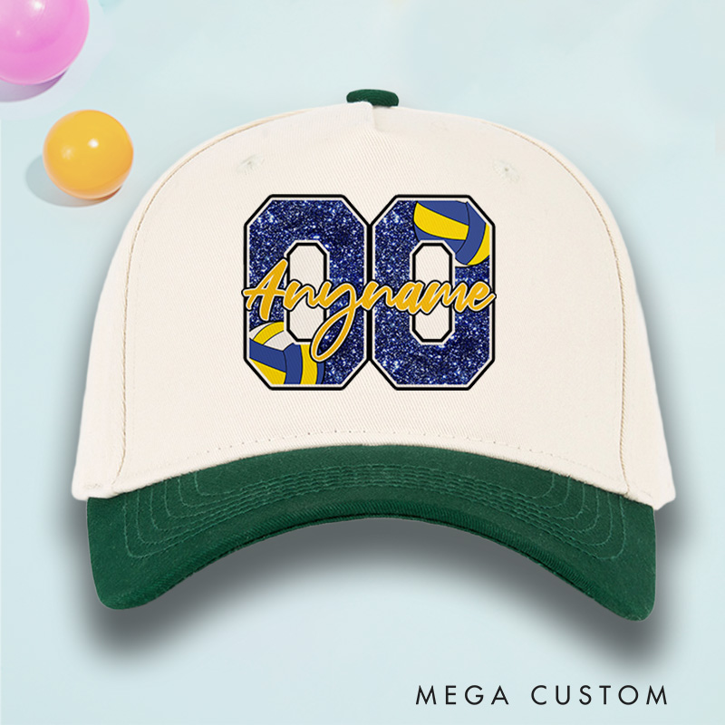 Personalized Volleyball Cotton Two Tone Cap with Custom Name and Number for Players and Fans