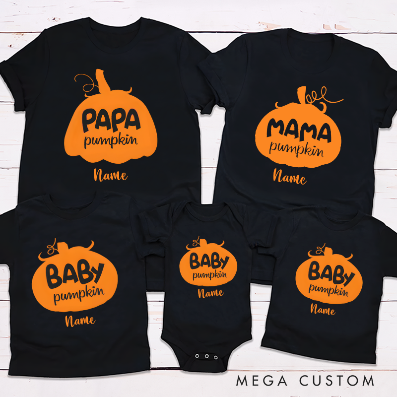 Personalized Halloween Dad Mommy and Me Pumpkin Family Matching Outfit