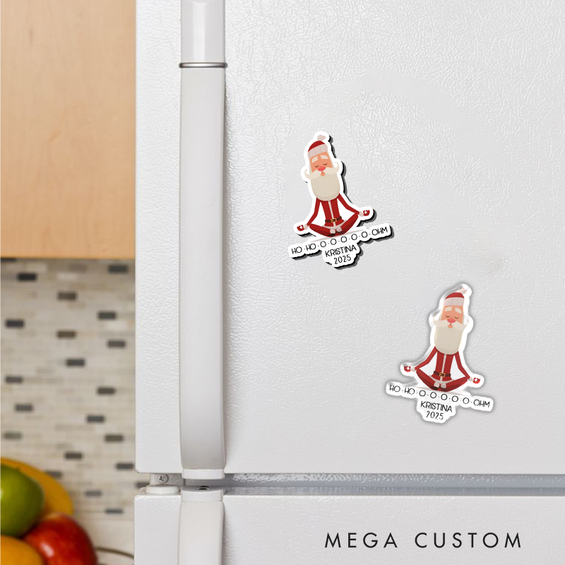 Personalized Christmas Yoga Refrigerator Magnets with Funny HO HO OHM Design Perfect Christmas Gift for Yoga Lover