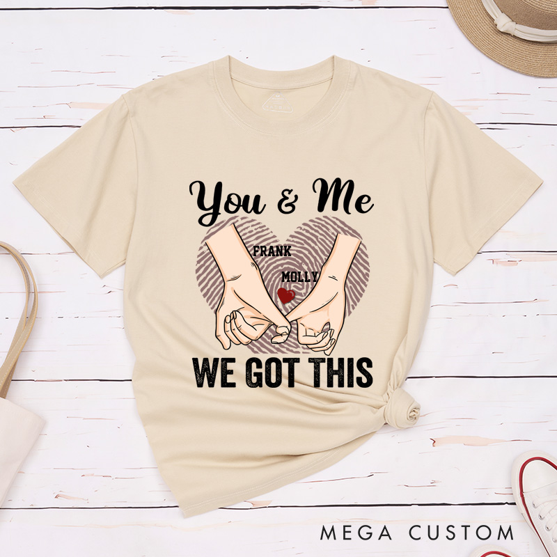 Personalized You and Me We Got This Couple Heart Fingerprint Matching T-Shirt 