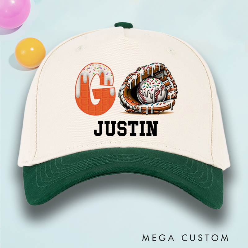 Personalized Fun Ice Cream Baseball Hat with Customizable Name