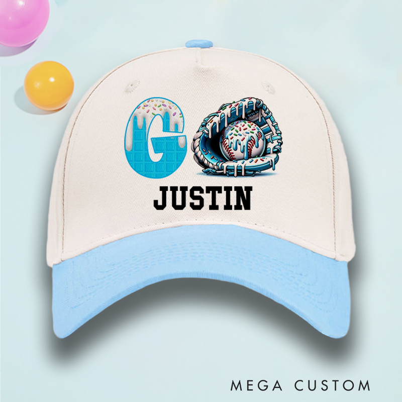 Personalized Fun Ice Cream Baseball Hat with Customizable Name