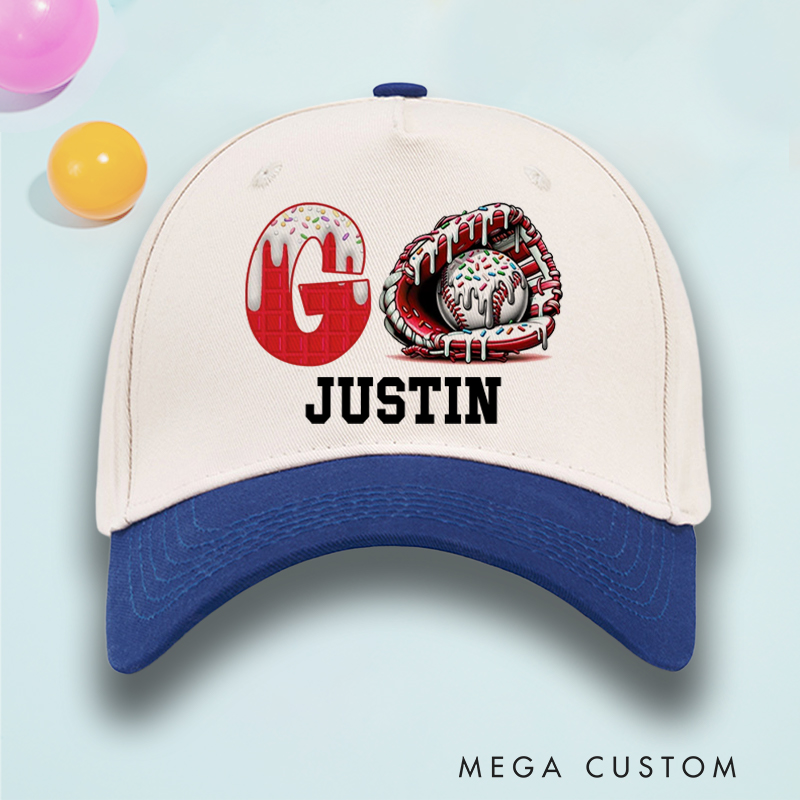 Personalized Fun Ice Cream Baseball Hat with Customizable Name