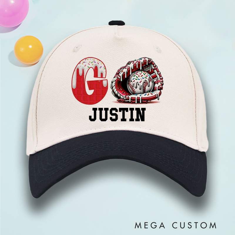 Personalized Fun Ice Cream Baseball Hat with Customizable Name