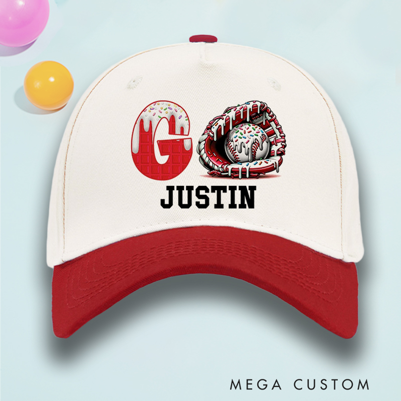 Personalized Fun Ice Cream Baseball Hat with Customizable Name