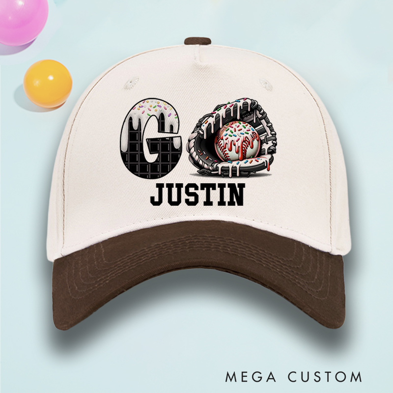 Personalized Fun Ice Cream Baseball Hat with Customizable Name