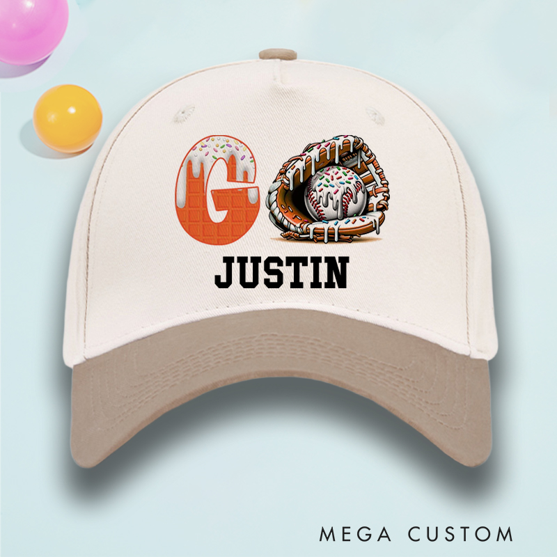 Personalized Fun Ice Cream Baseball Hat with Customizable Name