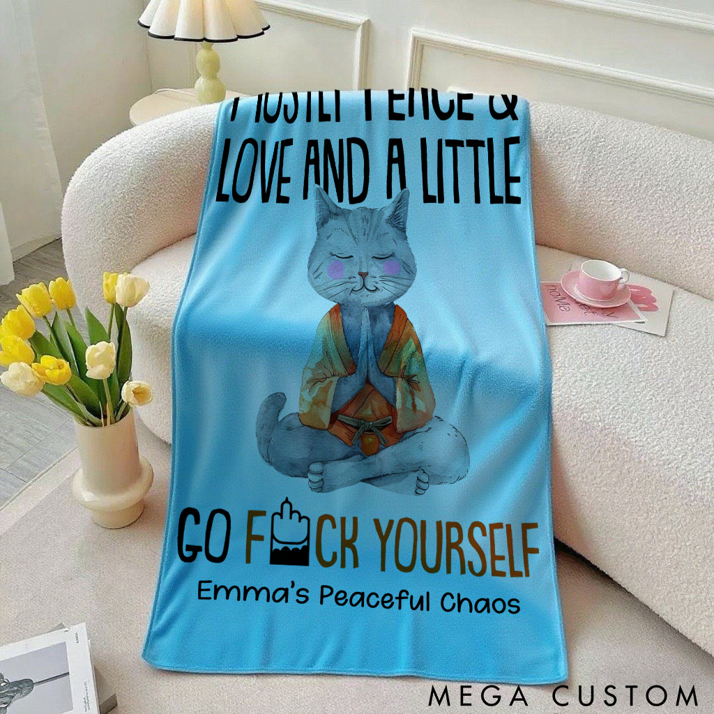 Personalized Funny Cat Superpower Towel with Humorous Text Design Perfect Gift for Yoga Lover and Cat Lover