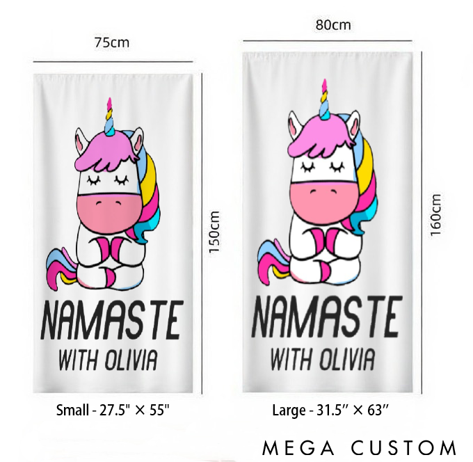 Personalized Unicorn Yoga Beach Towel Yoga Towel Perfect for Beach, Yoga, Swimming, and Hiking Adventures