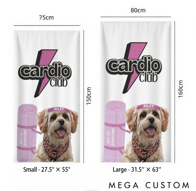 Personalized Yoga Beach Towel with Dog and Yoga Mat design Perfect Gift for Yoga Lover and Dog Lover