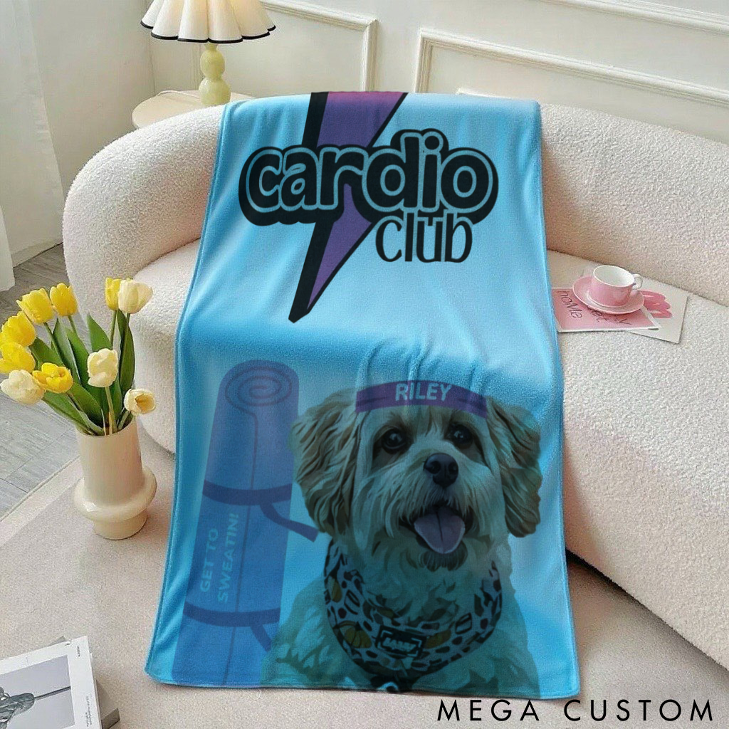 Personalized Yoga Beach Towel with Dog and Yoga Mat design Perfect Gift for Yoga Lover and Dog Lover