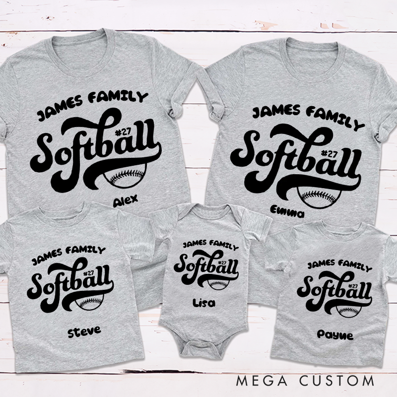 Personalized Softball Family Matching Outfit Family Gift