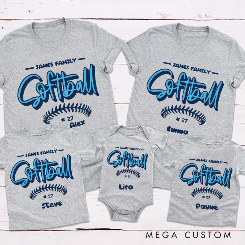 Personalized Family Matching Outfit Softball Gift for Familly