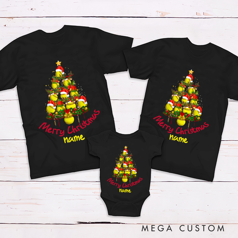 Personalized Gift For Softball Lover Softball Christmas Design Family Matching Outfit