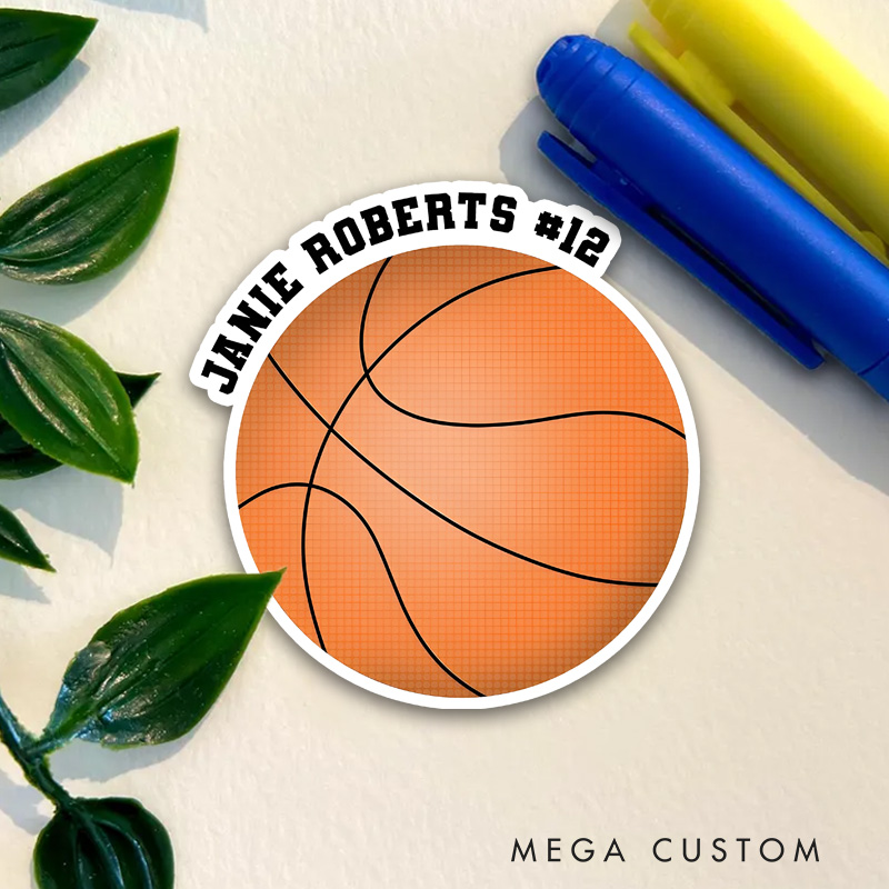 Personalized Basketball Sticker with Custom Name and Number Design