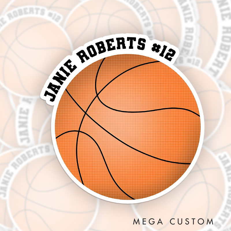 Personalized Basketball Sticker with Custom Name and Number Design