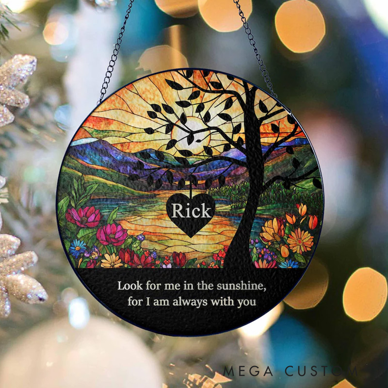 Personalized Memorial Stained Glass Suncatcher Lightcatcher Loss of Loved One Sympathy Gift Remembrance Gifts