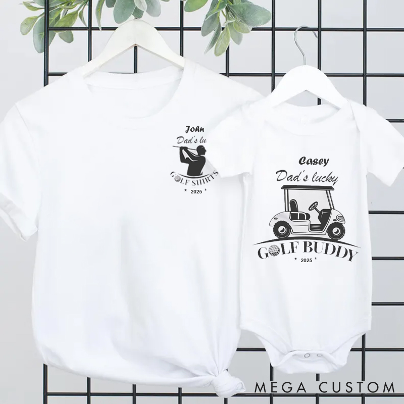Personalized Lucky Golfing Buddy a Car on Baby Shirt Crew Family Matching Outfit
