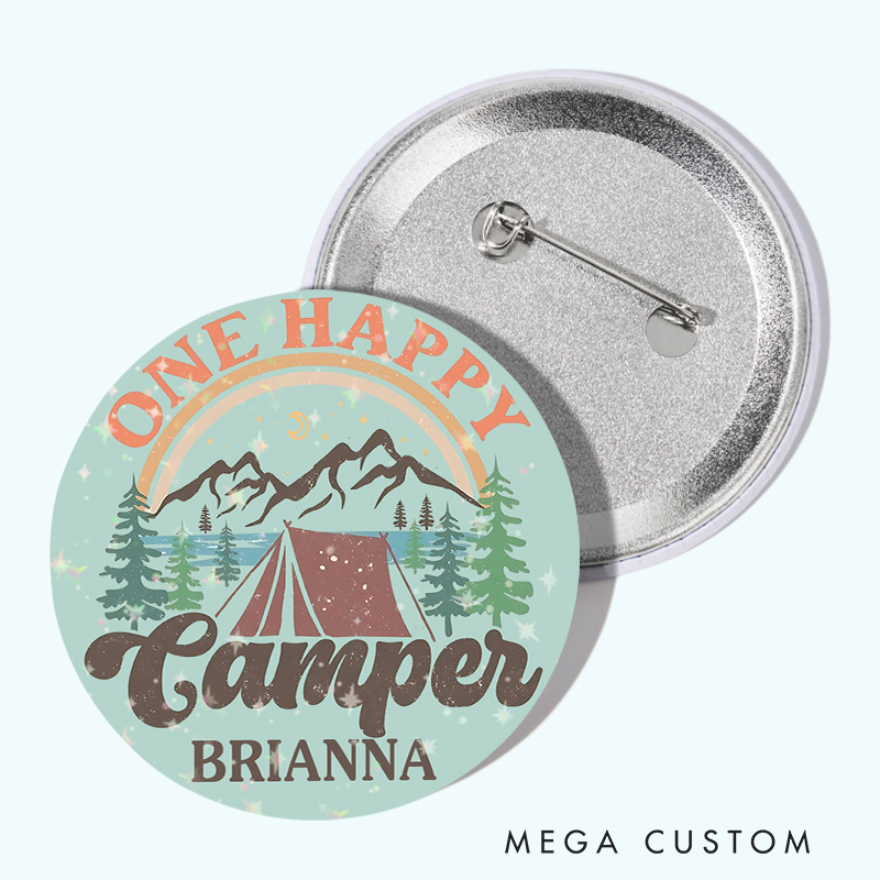 Personalized One Happy Camper Traveler Pin Outdoor Adventure Pin Badge Gift Nature Camping Hiking Lovers Gift