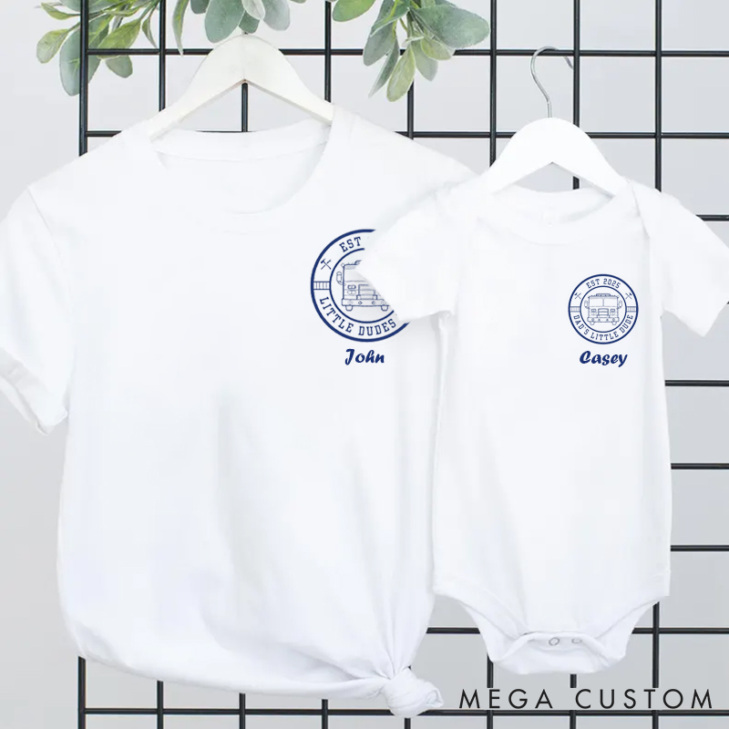 Personalized Dad's Little Dude Father and Son Firefighter Family Matching Outfit