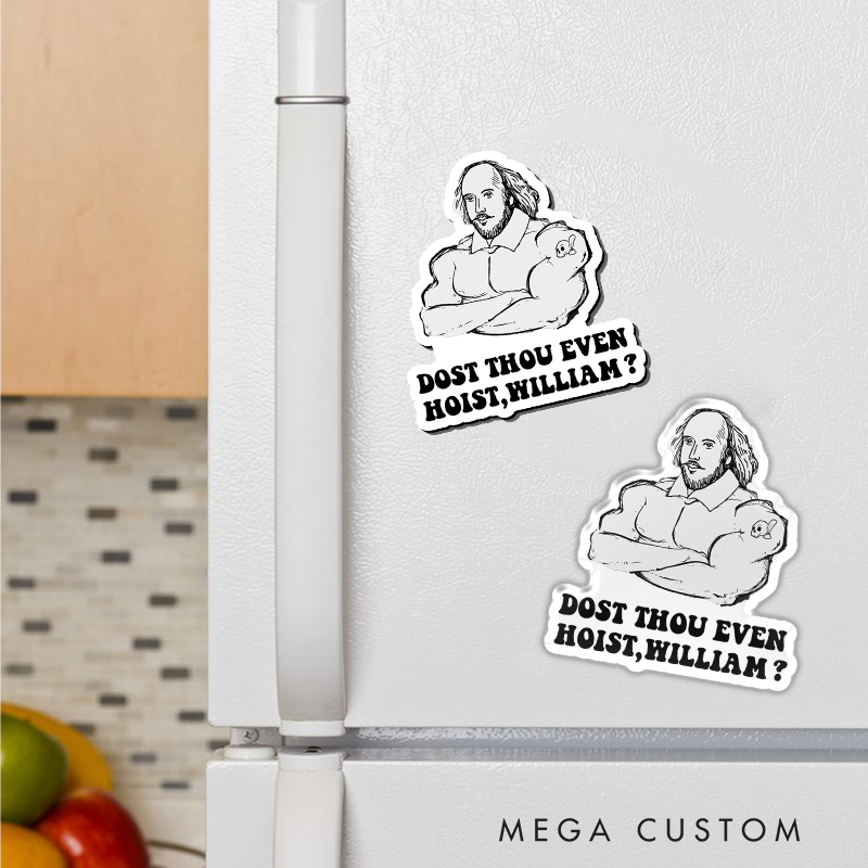 Personalized Fitness Refrigerator Magnet with Shakespeare Barbell Lifting for Gym Lover