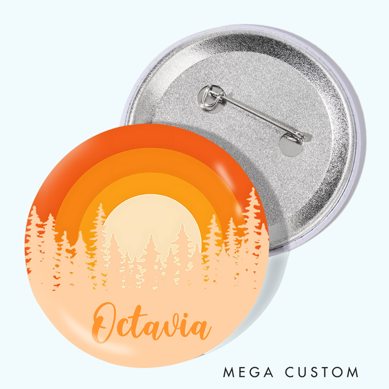 Personalized Rainbow Sunset Forest Sunset Pin Outdoor Nature Lovers Pin Badge Gift Camping Hiking Lovers Gift