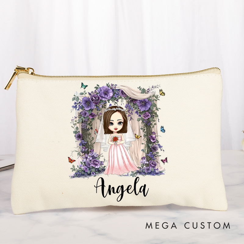 Personalized Bridesmaid Makeup Bag Bride Wedding Make Up Bag Women Cosmetic Bags