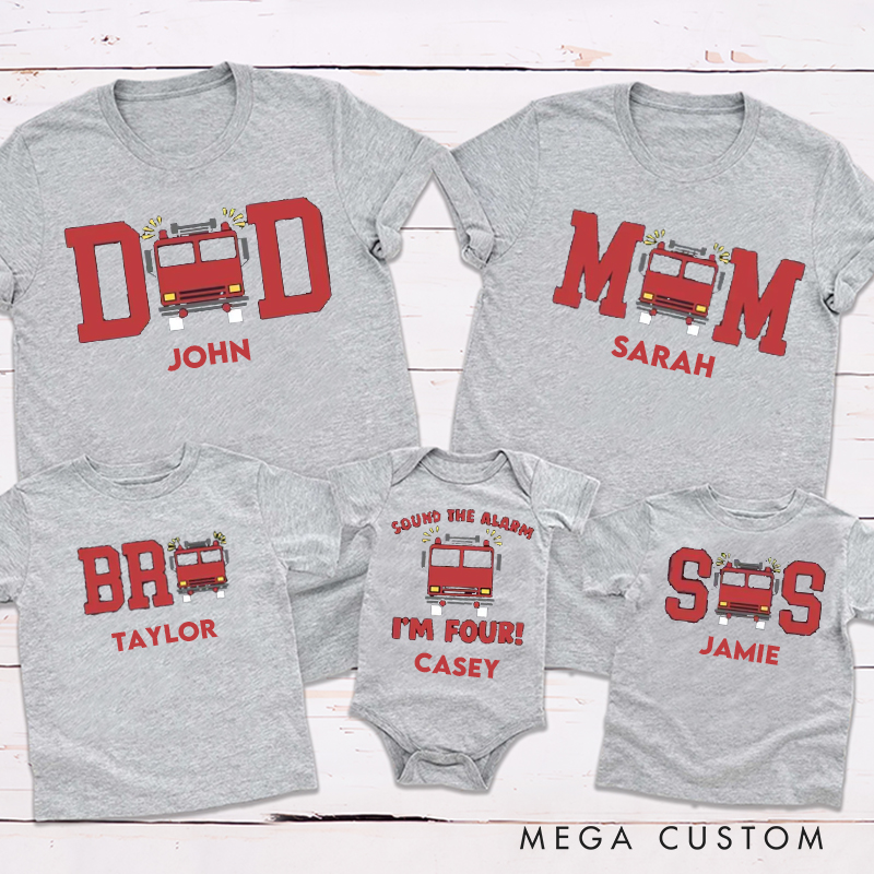 Personalized Sound the Alarm Firefighter Family Matching Outfit