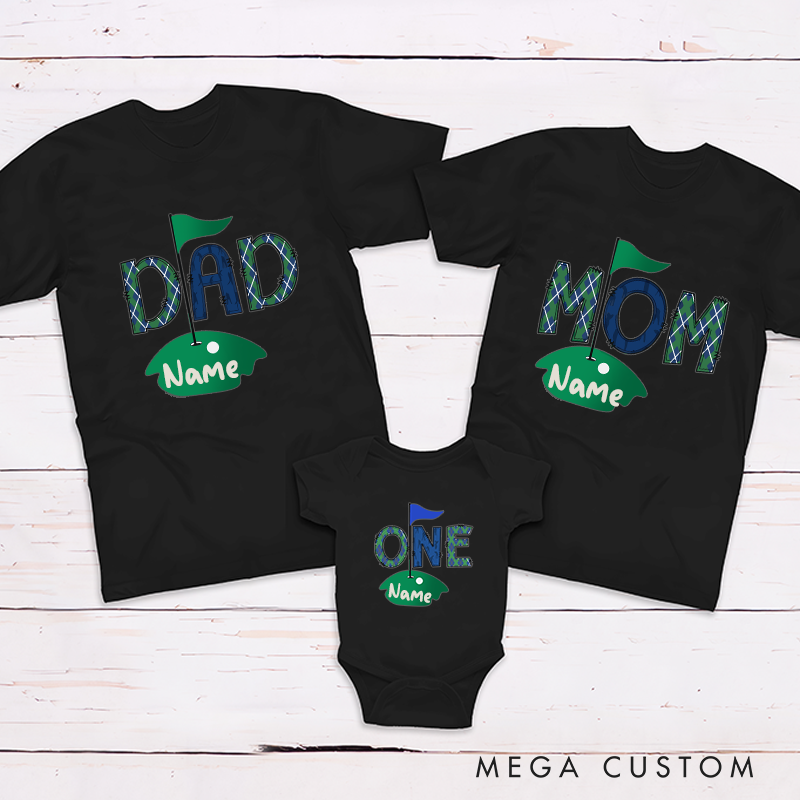 Personalized Golf Birthday Shirt Hole in One Birthday Party Theme Family Matching Outfit