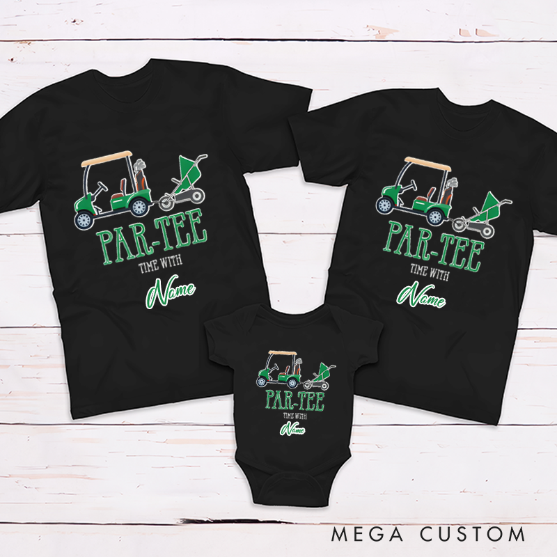 Personalized Family Reunion Theme Golf Cart and Baby Stroller Design Family Matching Outfit