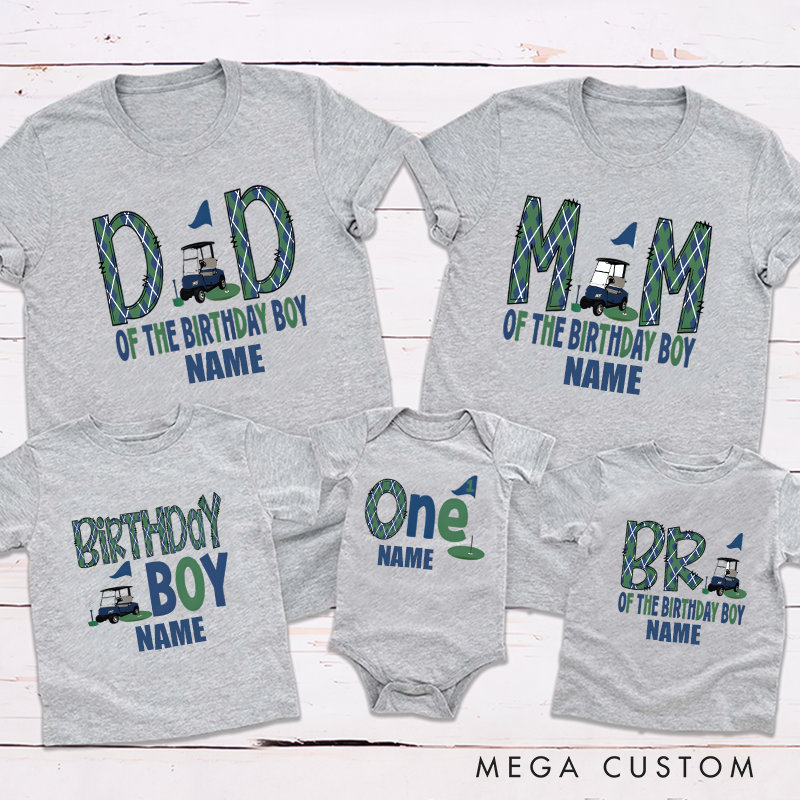 Personalized Golf Birthday Shirt Golf Cart Design Family Matching Outfit