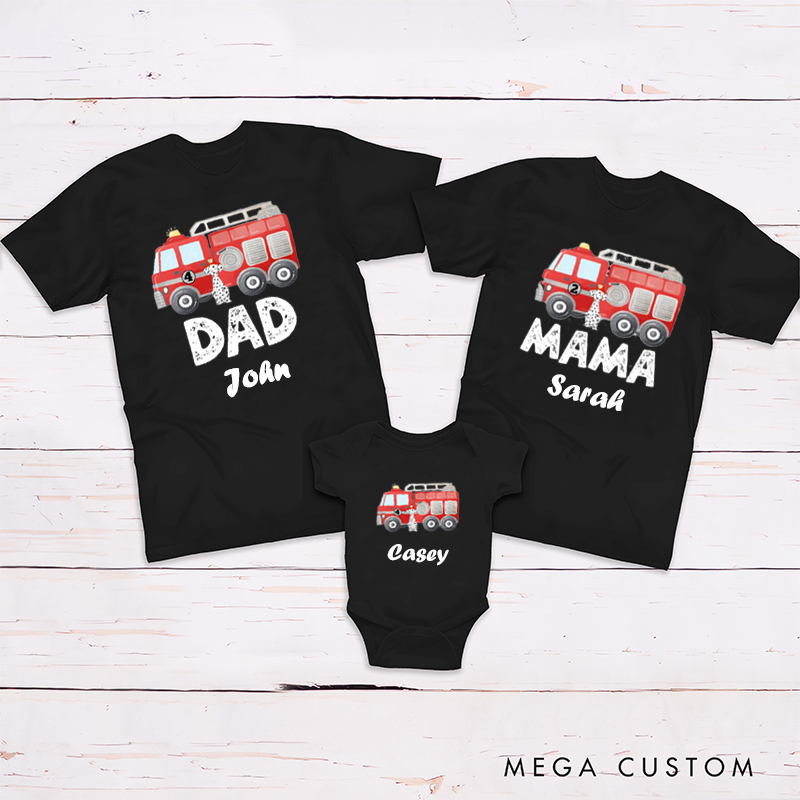 Personalized Fire Truck on Shirt Sound the Alarm Birthday Party Family Matching Outfit