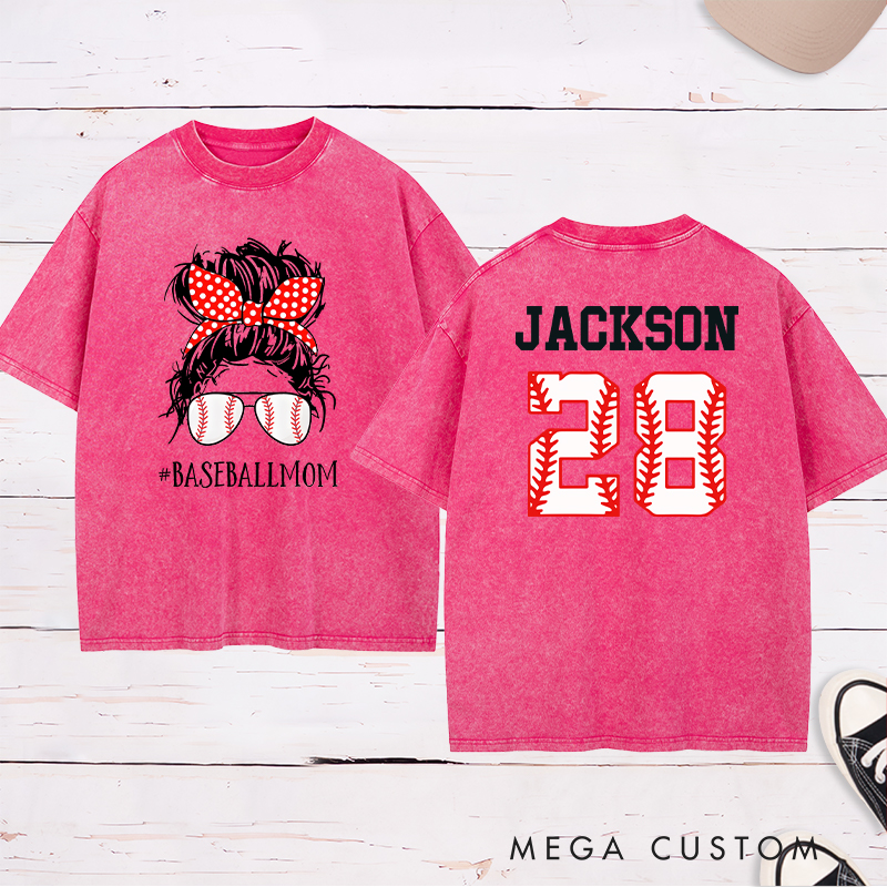 Personalized "BaseballLife" Trendy Washed T-Shirt with Custom Name