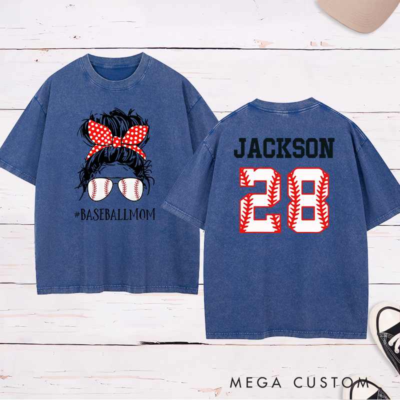 Personalized "BaseballLife" Trendy Washed T-Shirt with Custom Name