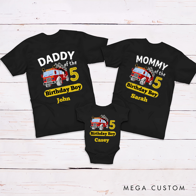 Personalized Fire Cutetruck on Shirt Birthday Party Gift Family Matching Outfit