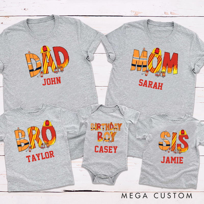 Personalized Firetruck Themed Shirt Gift Family Matching Outfit
