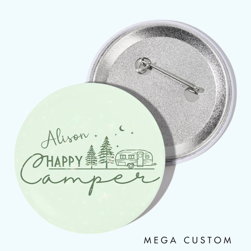 Personalized Happy Camper Pin Camping Hiking Lovers Pin Badge Gift Nature Outdoor Adventure Lovers Gift