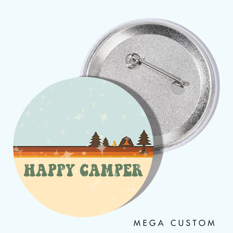 Personalized Happy Camper Pin Nature and Camping Life Lovers Pin Badge Gift Outdoor Lovers Gift